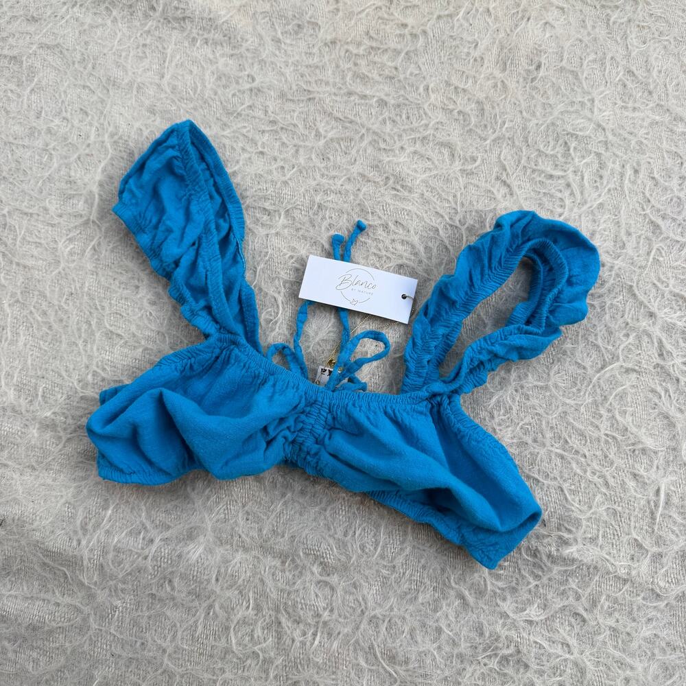 Blanco by Nature Ocean Blue Ruched Bikini Top – Size Small